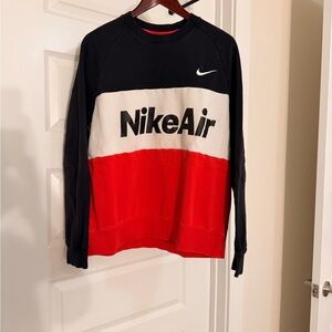 Nike Air Men's Black, White, and Red Crewneck Sweater